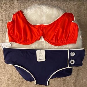 NWT Aubade La Baie des Vagues Bikini Set 36E top / XL bottom TT15 / TT61